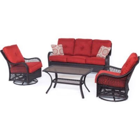 ALMO FULFILLMENT SERVICES LLC Hanover® Orleans 4 Piece All Weather Patio Set, Autumn Berry/French Roast ORLEANS4PCSW-B-BRY